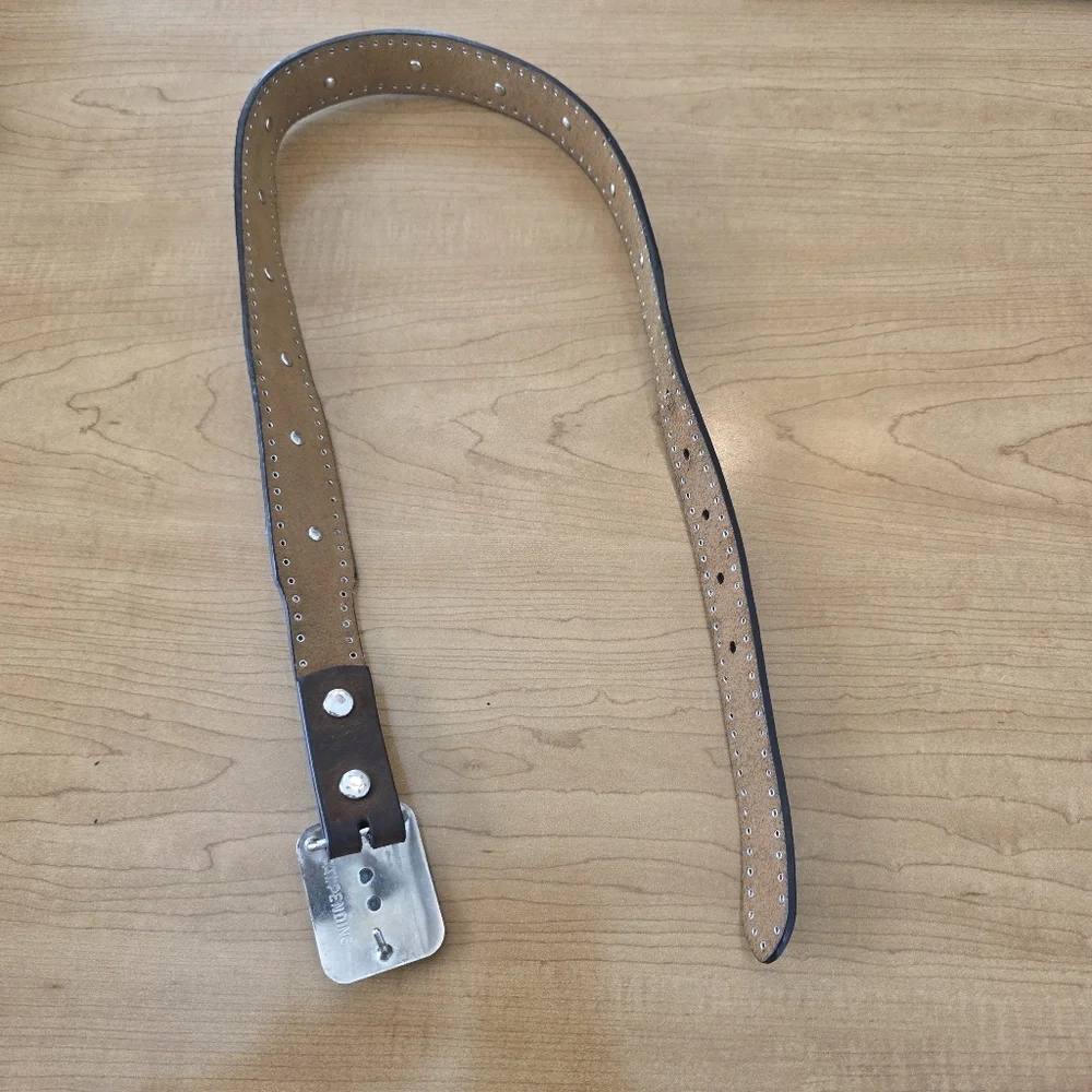 Nocona Girls Western Brown Leather Belt Pink Rhinestone Cross Studded Size 28